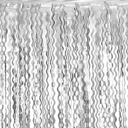 Glitterdraperi Swirls Silver Metallic