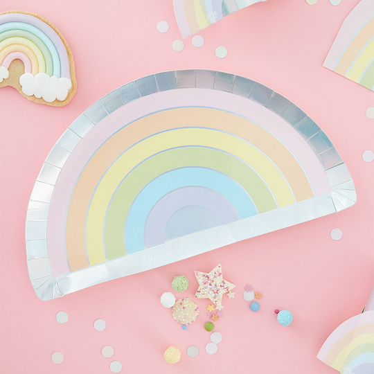 Papptallrikar - Rainbow - Pastel party