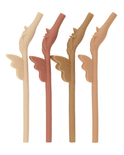 Sugrör silicone unicorn 4-pack rose mix