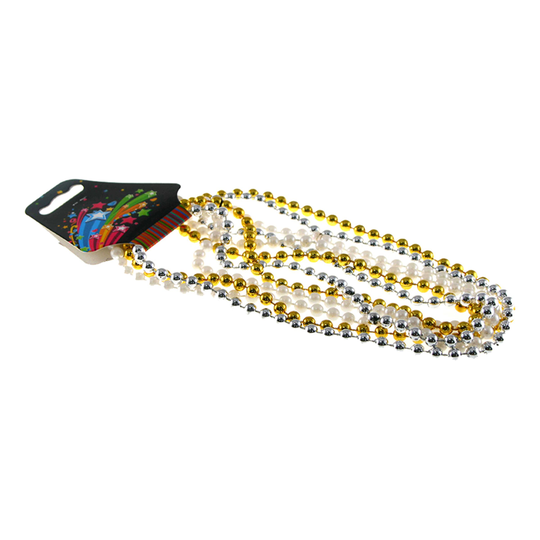 Pärlhalsband Vit/Guld/Silver - 3-pack