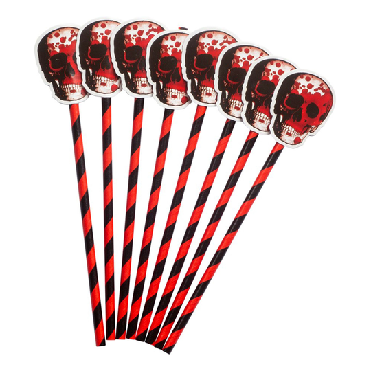 Papperssugrör Dödskallar - 8-pack