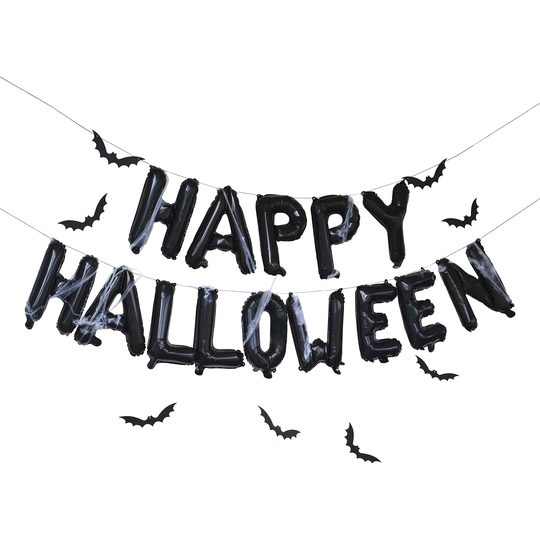 Svart Ballonggirlang Happy Halloween