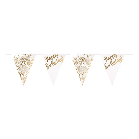 Flaggirlang Happy Birthday Guld