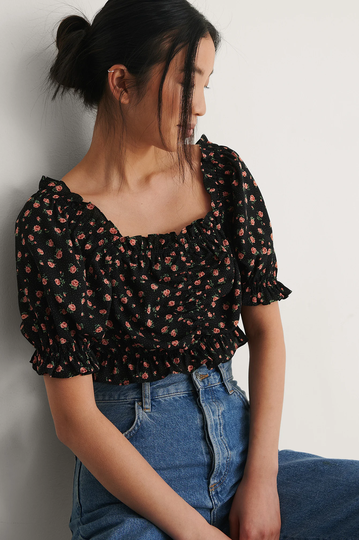 NA-KD Boho Topp Med Tryck - Flower