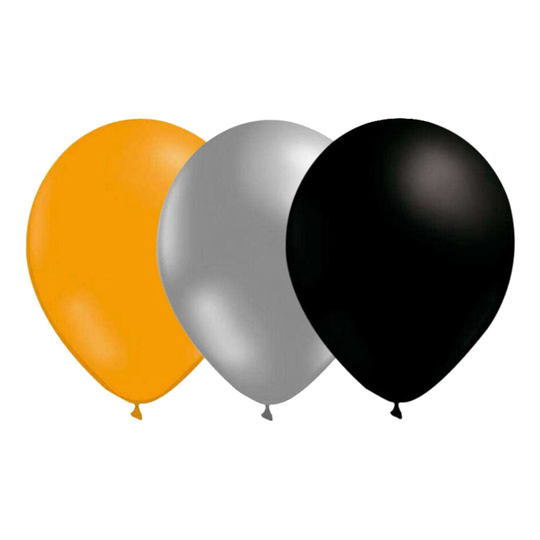 Ballongkombo Mandarin/Silver/Svart - 15-pack