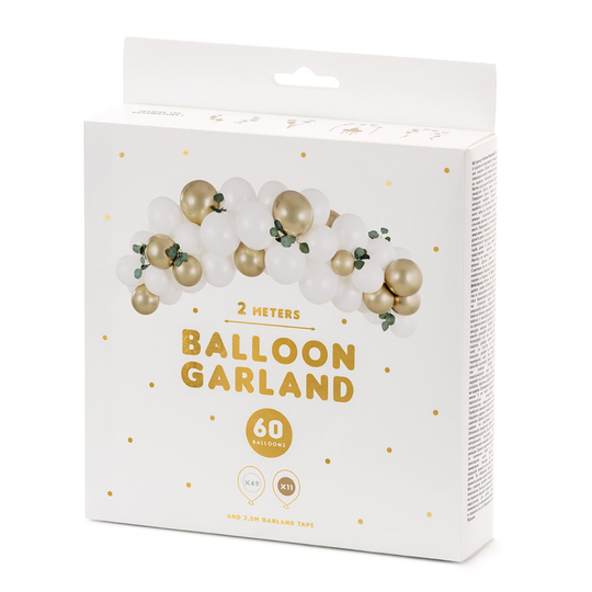 Ballongbåge - 2m - Vit/Guld