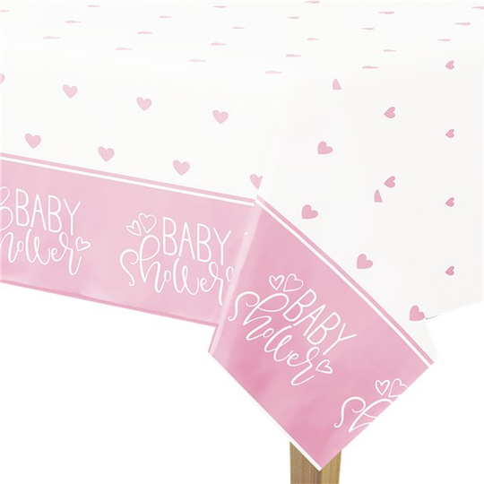 Bordsduk - Baby Shower - Rosa Hjärtan