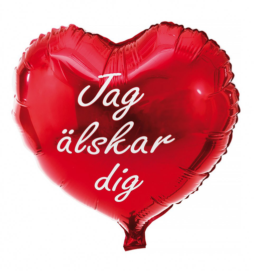Folieballong - Hjärta - Jag älskar dig