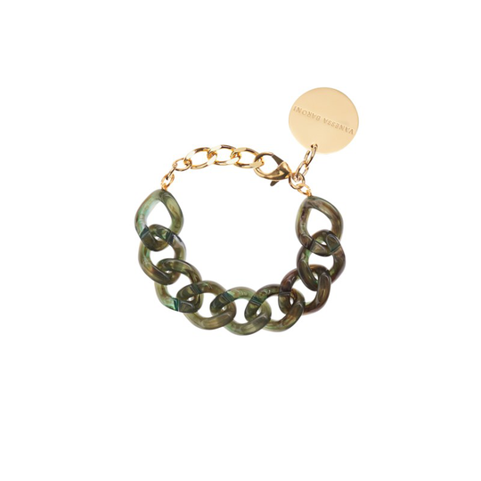 Armband flat chain olive marble