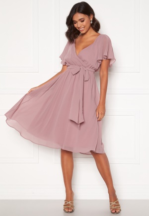 Goddiva Flutter Chiffon Midi Dress Lavender XS (UK8)