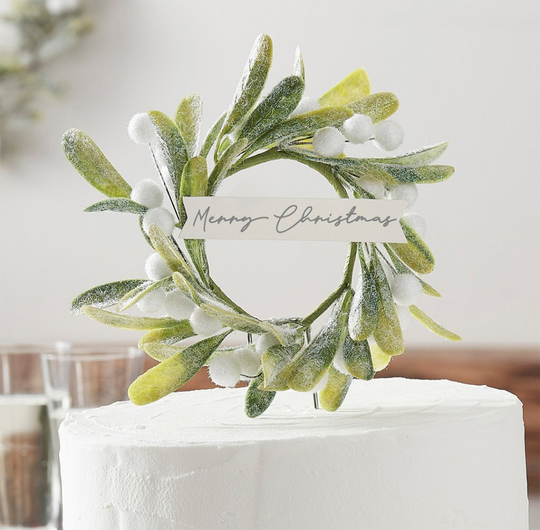 Cake topper - Krans - Merry Christmas