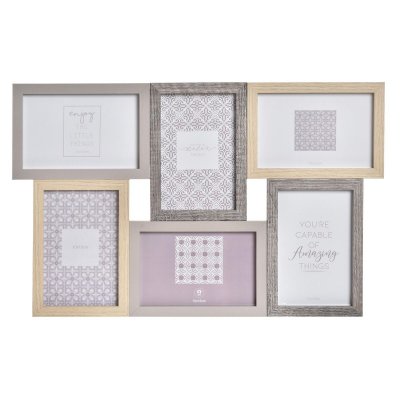 Fotoram DKD Home Decor Grå Trä Glas Naturell Boho (45 x 2 x 28 cm) (12 antal)