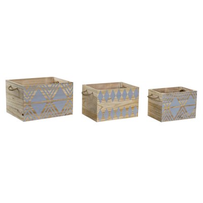 Dekorationslåda DKD Home Decor Trä Boho (3 pcs) (43 x 28 x 23 cm)