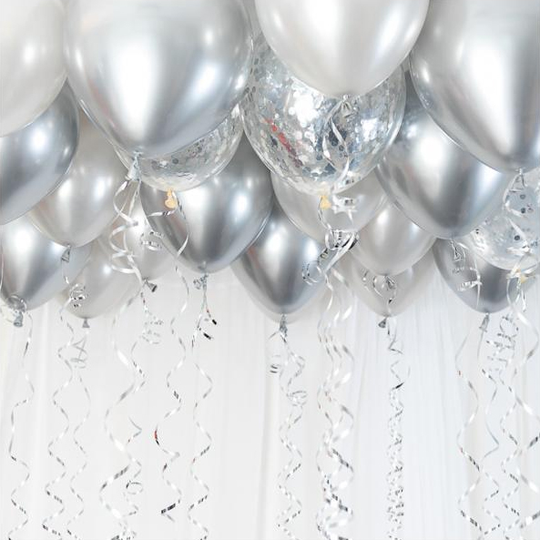 Ballongkit - Takdekoration - Silver/Chrome