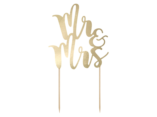 Cake Topper - Mr & Mrs - Guld