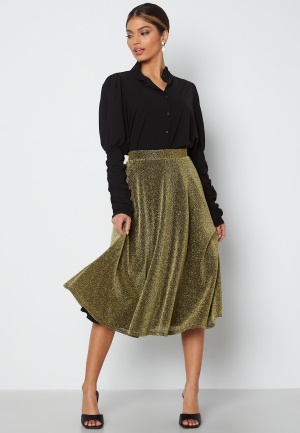 Goddiva Glitter Midi Skirt Gold S (UK10)