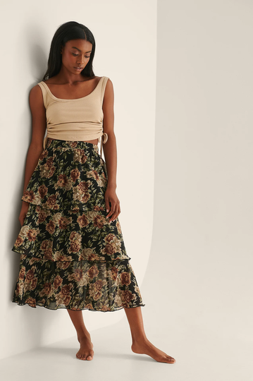 NA-KD Boho Volanger midikjol - Flower