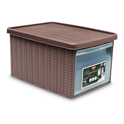 Låda med lock Elegance Beige Plast (29 x 21 x 39 cm)