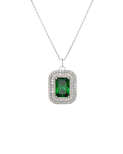 Halsband emerald pendant silver/grön