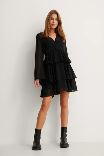 NA-KD Boho Volangklänning - Black