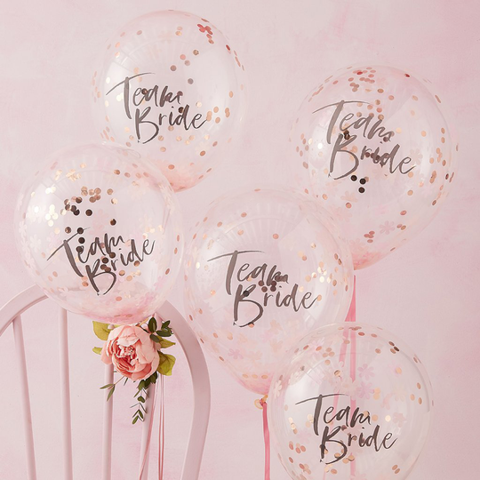 Konfettiballonger - Team Bride - Floral hen