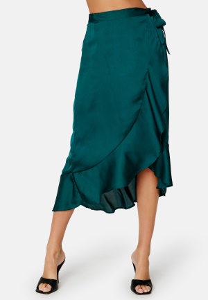 BUBBLEROOM Villima satin skirt Dark green 44