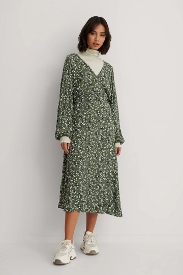NA-KD Boho Midiklänning Med En Omlottdesign - Green