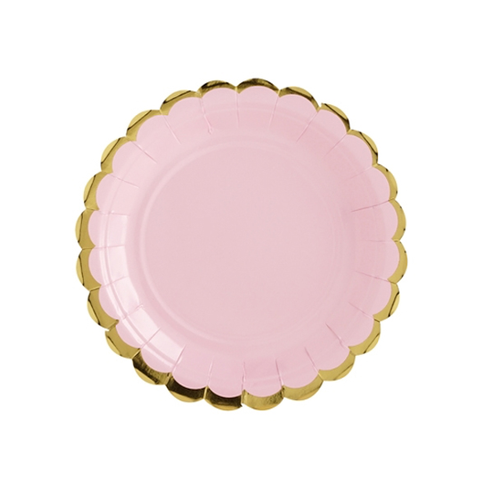 Desserttallrikar - Rosa - guldkant