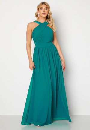 Goddiva Cross Front Chiffon Maxi Dress Sapphire XS (UK8)