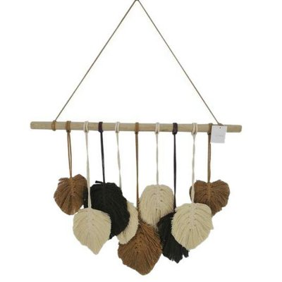 Väggdekoration DKD Home Decor Bomull Boho Löv av en växt (62 x 2,5 x 87 cm)