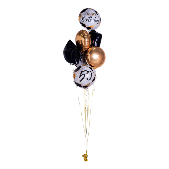 Ballongbukett Marble Birthday 50 Guld/Svart