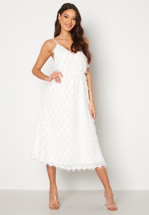 VILA Gisele S/L Deep Back Midi Dress Cloud Dancer 44