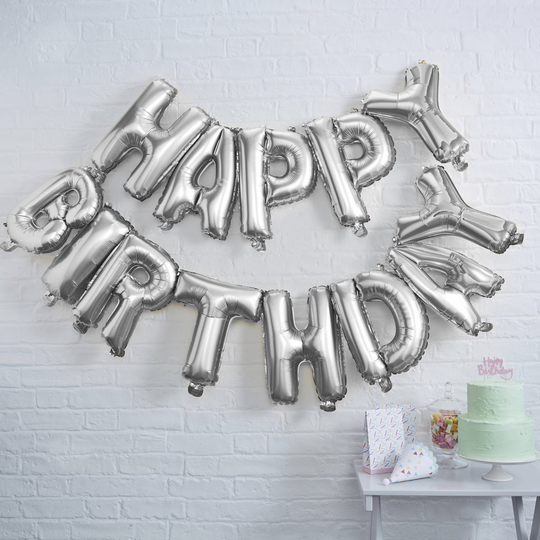 Ballonggirlang - Happy Birthday - Silver