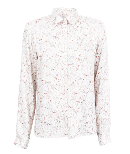 Blus gina gerbera med skissade blommor beige