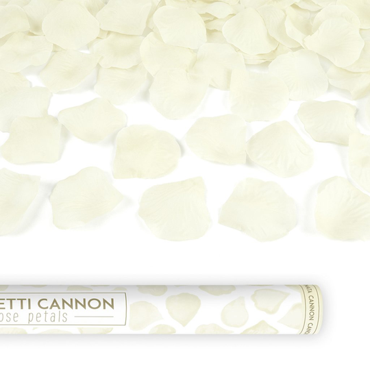 Konfettikanon - 60 cm - Rosenblad - Ivory