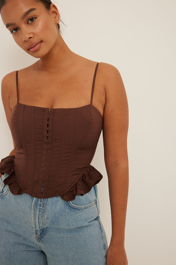 NA-KD Boho Korsettopp med detaljer - Brown