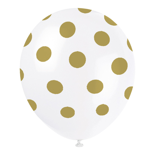 Ballonger Guld Prickiga - 6-pack