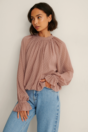 NA-KD Boho Voluminös Blus - Pink