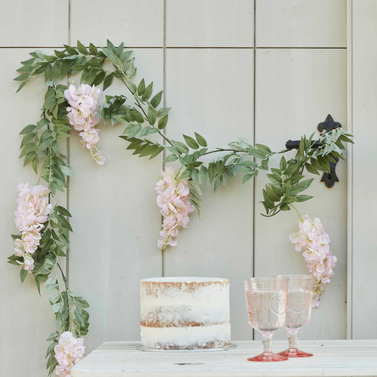 Blomstergirlang - Wisteria - Rosa/Grön