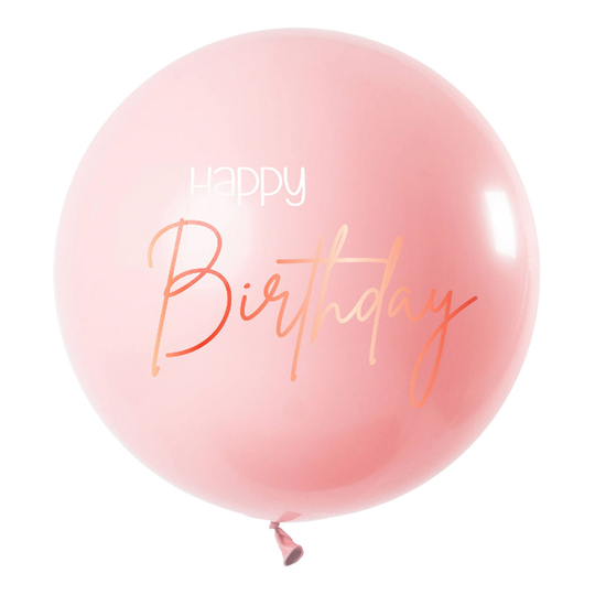 Ballong XL Happy Birthday Rund Lush Blush - 1-pack