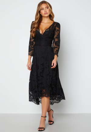 Goddiva Lace High Low Midi Dress Black XS (UK8)