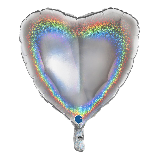 Folieballong Hjärta Glitter Silver - 46 cm