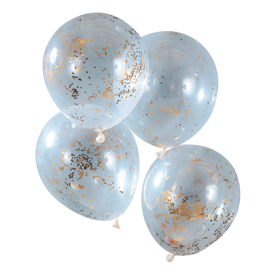 Konfettiballonger Stjärnor Guld - 5-pack
