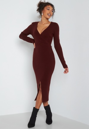 BUBBLEROOM Lima knitted wrap dress Brown S