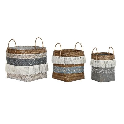 Korg - set DKD Home Decor Bomull Bambu Boho (49 x 49 x 57 cm)