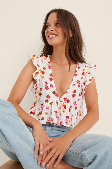 NA-KD Boho Recycled volangtopp - Flower