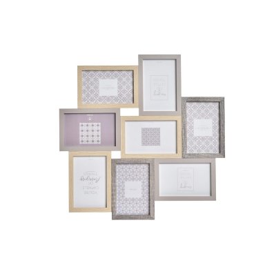 Fotoram DKD Home Decor Grå Trä Glas Naturell Trä MDF Boho (45 x 2 x 45 cm)