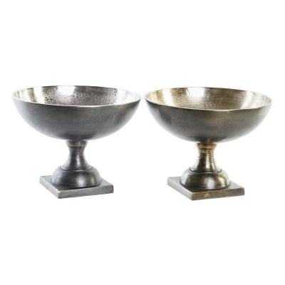 Bordsdekoration DKD Home Decor Silvrig Gyllene Aluminium Modern (25 x 25 x 19 cm) (2 antal)