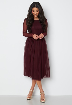 Bubbleroom Occasion Sabella Mesh Dress Dark wine-red 44