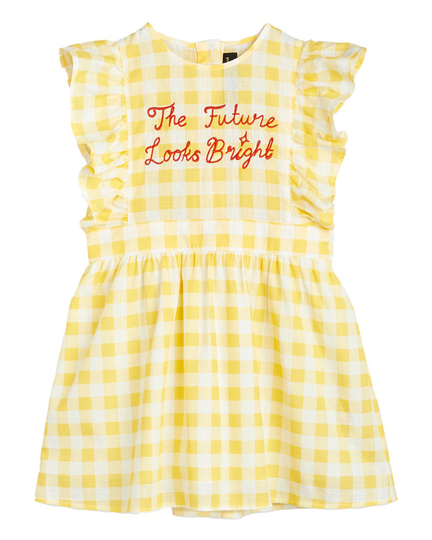 Vävd klänning gingham check yellow